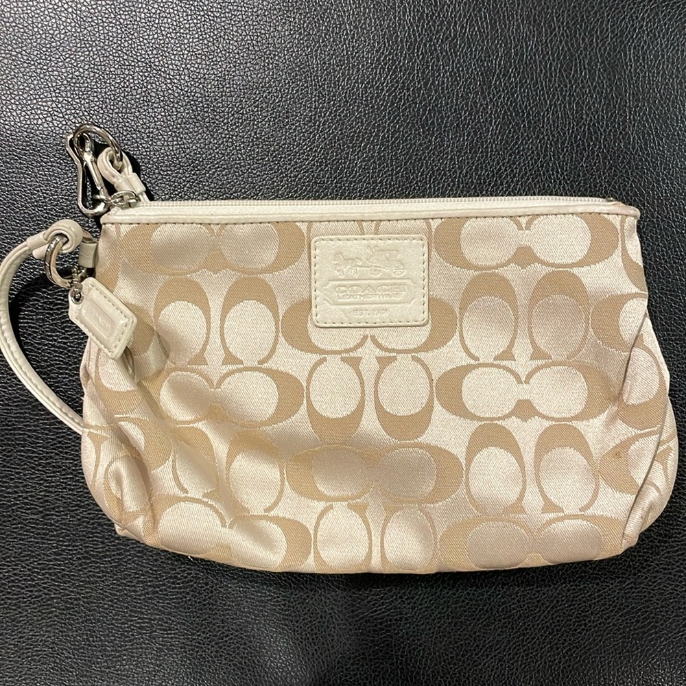 Coach Beige Clutch with wrist strap